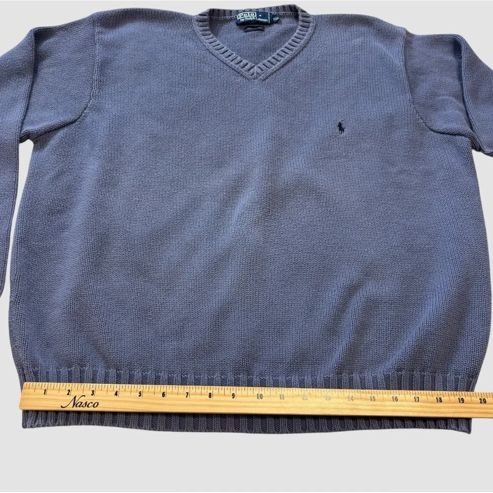 Polo Ralph Lauren Men's 2XL V Neck Sweater Blue 100% Cotton
